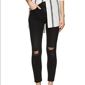 Rag and Bones distressed black legging denim